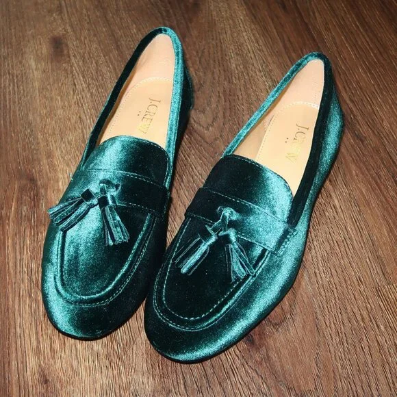Shoes Emerald Green Loafers Women's Crew Shoes Womens J Crew
